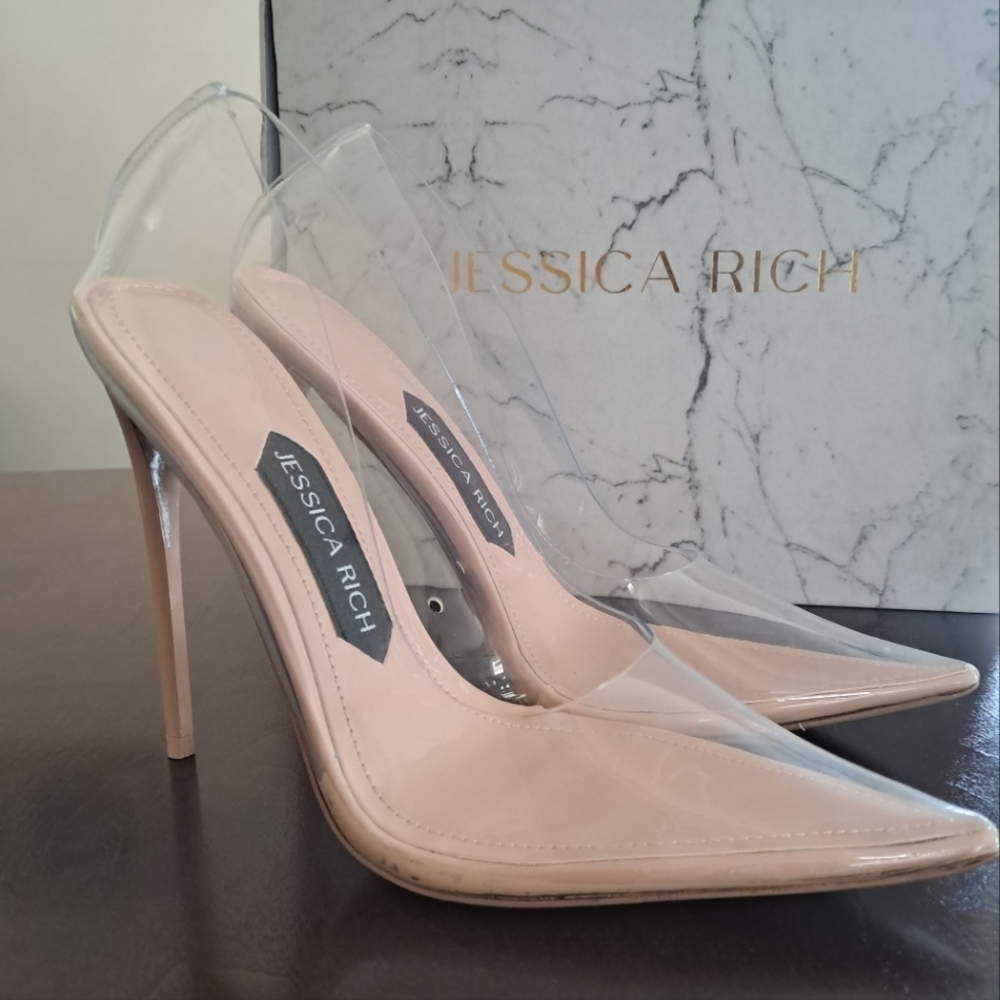 Jessica Rich Fancy Stiletto Heels Pumps Size 5.5 U.S Nude Clear Light Beige